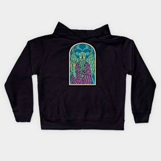 Eldritch Elegance: Cthulhu's Stained Glass Cathedral Kids Hoodie